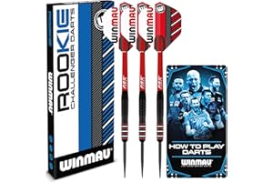 WINMAU Rookie Steeltip Brass Darts Set | Single or Multi Sets | Includes Flights and Shafts (Stems) | Exclusive Darts Booklet | Blue, Red and Green |