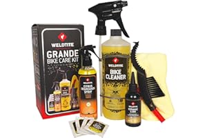 WELDTITE 6-in-1 Grande Bike Care Kit - Complete Cleaning & Maintenance Set With Bike Cleaner, Degreaser, Lube, Brushes, Wipes & Cleaning Cloth