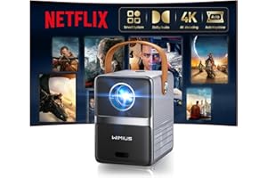 WIMIUS Mini Vidéoprojecteur 4K【Netflix Certifié/Dolby】 28000LM Projecteur Portable 4K Auto Keystone/E-Focus, Courte Focale Rétroprojecteur WiFi6 Bluetooth 1080P Projecteur Zoom 50% Home Cinéma/Extérieur/Arc
