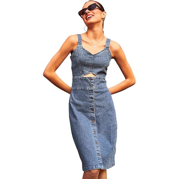 white christmas dresses A Line Denim Maxi Dress – Diva's Den Fashion, LLC main image 0