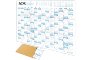 MAFAB PRODUCTS XXL Wall Calendar 2025 Large (90 x 60 cm) - Year Planner 2025 Landscape as Calendar for the Wall - Annual Calendar for 14 Months with Holiday Overview - Calendar Folded for the Office