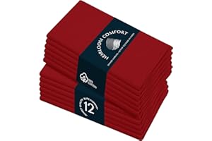 HEIRLOOM COMFORT Red Cloth Napkins 43x43 cm, Soft, Absorbent, Durable, Reusable, Washable Fabric, Set of 12 - Perfect Table Napkin for Dinner, Fall, Weddings, Holiday, Christmas, Everyday Use