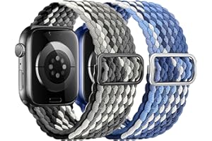 HalfYue Pleciony pasek kompatybilny z Apple Watch 38 mm, 40 mm, 41 mm, 42 mm, 44 mm, 45 mm, 49 mm, regulowany, elastyczny nylonowy pasek