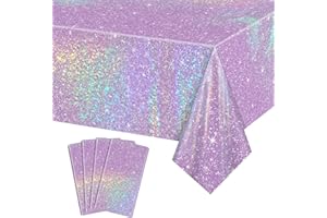APUXXJUPA 4 pezzi copritavolo laser viola, tovaglia viola rettangolare lucida per decorazioni di festa iridescenti Forniture per feste nuziali, 130 x 220 cm