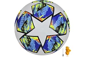YOPOTIKA Ballon de football officiel taille 5 avec aiguille, match et entraînement pour garçons et filles, cadeau d'anniversaire pour amateurs de football, bleu