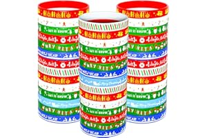 NEBURORA 72pcs Christmas Silicone Bracelet 8 Style Rubber Wristband Xmas Pattern Wrist Band for Merry Christmas Theme Party Decor Supplies