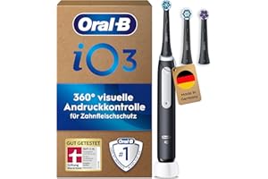 ‎ORAL-B Oral-B iO Series 3 Plus Edition Elektrische Zahnbürste — Electric Toothbrush, Inkl. 3 Aufsteckbürsten, 3 Putzmodi für Zahnpflege — Designed by Braun, GUT GETESTET von STIFTUNG WARENTEST, Schwarz