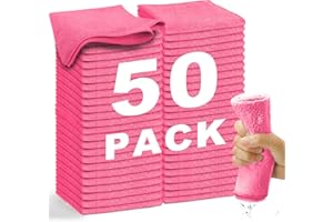 WEAWE® Mikrofasertücher - Serie 2100 (33x33cm) Superweiches, Hochsaugfähiges putztücher Lappen küche, wiederverwendbar, fusselfrei, waschmaschinenfest Microfasertücher Rosa (50 Stück)