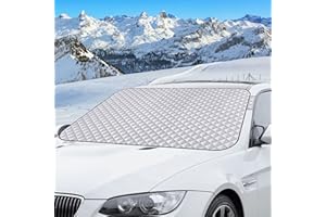 MAGCUBIC Osłona przeciwśniegowa przedniej szyby samochodu, osłona przeciwsłoneczna na przednią szybę, wodoodporna, śnieg, lód, ochrona przed mrozem, 4 warstwy osłona zimowa na przednią szybę pasuje do większości samochodów, niezbędne akcesoria na przednią szybę zimową/lato