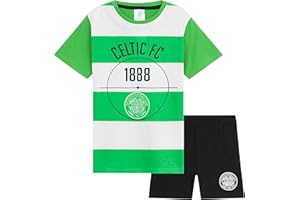 Celtic F.C. Boys Sports Fan Short Pyjamas Set, Cotton Lounge Wear - Gifts for Boys