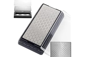 Kamień do ostrzenia noży diamentowa płytka, CWOVRS dwustronna diamentowa ostrzałka do noży narzędzie drobna/gruba z antypoślizgową podstawą (600 #/1200 #)