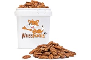 NUSSFUCHS Pekannüsse 1kg-2,5kg ganze Pekannusskerne roh ohne Schale - naturbelassen ungeröstet ungesalzen - ganze Pekannuss Kerne Hälften naturbelassen ohne Zusätze ungeschwefelt - (1 kg Behälter)