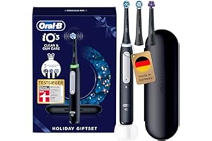 ‎ORAL-B Oral-B iO Series 3 Elektrische Zahnbürste — Electric Toothbrush Inkl. 3 Aufsteckbürsten, Reise-Etui, 3 Putzmodi für Zahnpflege — Zahnbürste Elektrisch, Designed by Braun — Schwarz
