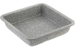 Salter BW02780G Kwadratowa blacha do pieczenia ze stali węglowej z powłoką nieprzywierającą, kolekcja kamienia marmurowego, bez PFOA, 23 cm, szary