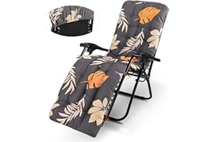 WildFun Sun Lounger Cushions Only, 170 * 53 * 8cm Garden Recliner Chair Cushions Sunlounger Cushions Replacement with Non-Slip Top for Indoor Outdoor Garden Patio Beach(Dark Grey)