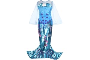 Lito Angels Kostium księżniczki, syrenki, sukienka na imprezę, Cosplay, dla małych dziewczynek, rozmiar 3-7 lat, niebieska