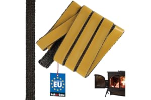 KOTARBAU® Tätningslist Kamin - Kamin Packning - Glasfiber - 25x4 mm - Svart - Platt Kaminsnöre Självhäftande - 2,5m - Tätning