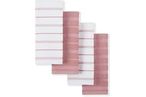 KitchenAid Albany - Juego de 4 Toallas de Cocina, Rosa Seca/Blanco, 41 x 66 cm