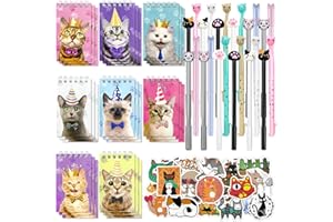Moltby Bomboniere Gatti per Bambini - 148 Pezzi Articoli per Feste di Compleanno a Tema Gatti, Taccuini Penne Adesivi Set di Cancelleria per Gatti per Feste di Compleanno a Tema Animali Domestici
