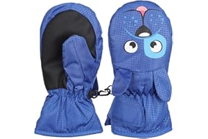 FAYHIJUN Fäustlinge Kinder Winter Handschuhe Skihandschuhe schneehandschuhe für 1-9 Jahre Mädchen Jungen Winterhandschuhe PU Palme Wasserdicht Winddichte Warm Fleece Skifahren Snowboard Reiten Laufen