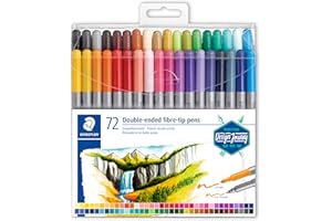 Staedtler - Set 72 Pennarelli Doppia Punta Sintetica Resistente e Precisa, Pennarelli Punta Grossa e Punta Fine per Tratti Sottili e Larghi, Brush Pen Pennarelli ad Acqua, Cancelleria Scuola e Ufficio