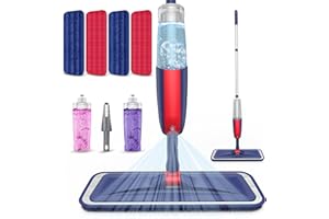 Spray Mops with 4 Washable Pads for Cleaning Floors - MEXERRIS Microfiber Hardwood Floor Mop with Spray 2 Bottles - Flat Mop Dust Mops Home Commercial Use for Hardwood Wood Laminate Ceramic Tiles