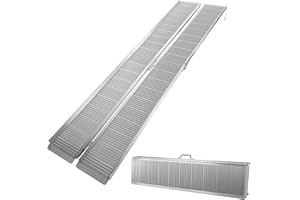 Wiltec Rampe pour Fauteuil Roulant – 2440 x 720 x 50 mm – capacité de Charge 270 kg – en Aluminium – Profil antidérapant – Rampe d'accès 2X Pliable Mobile pour Chaise Roulante, Handicapé, PMR