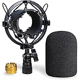 YOUSHARES AT2020 Shock Mount with Pop Cover - Microphone Spider with Windscreen Reduce Vibration Noise for Audio Technica AT2