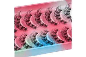 HICOCU Falsche Wimpern Clear Band Natürlich D Curl Natürliche Cluster Volumen Wimpern Set,10 Paar Natürlich 3D Klebstoff Band KÜnstliche Wimpern (DD5)