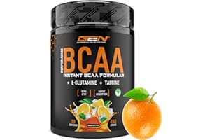 ‎GEN GERMAN ELITE NUTRITION BCAA 450 g Pulver - Instant BCAAs + L-Glutamin + Taurin - Lecker & super Löslichkeit - Vegane Aminosäuren - 2:1:1 Ratio - (Orange Juice)