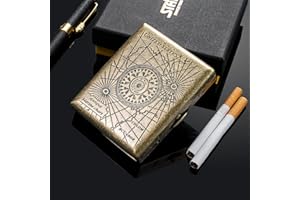 OHAODUO Papierośnica w stylu retro, metalowa, na 20 papierosów, ze stali nierdzewnej, dla mężczyzn, kobiet, mężczyzn, na prezent