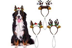 Vivantia 3 Pack Christmas Pet Headband Set Brown Deer Reindeer Antlers Headband Xmas Costume Hair Loop for Pet Dog Cat Holiday Party Favors