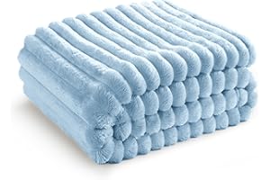 BEDSURE Przytulny koc polarowy, miękki, ciepły, gruby, sztruksowy, przytulna narzuta na łóżko i kanapę, ciemnoniebieski, 150 x 200 cm