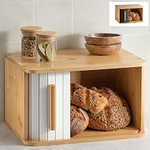 Portapane In Legno A 2 Ripiani Con Finestra Magnetica Trasparente - 36.5x24x34 Cm