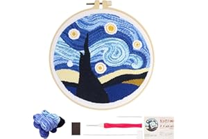 Gxdamxz Punch Needle Set Anfänger mit Hoop für Dekoration & Geschenk, Sternenhimmel