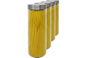 LG Luxury & Grace Lot de 4 Bocaux en Verre, 1,75 L (31x10 cm). Pot en Verre Borosilicate. Bocal en Verre avec Couvercle Fileté en Acier Inoxydable.