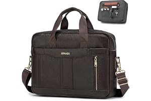 SPAHER Läder Laptopväska Män 14/15,6 Tum Vintage Arbetsväska Datorväska Herrväska Dator Portfölj för Män Messengerväska Axelväska för PC Laptop Businessväska Affärsväska Skolväska Vattentät
