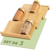 Praknu Especieiro gaveta - organizador especiarias gaveta - 3 peças para 12 frascos de especiarias (19 × 13 x 3 cm) - antider