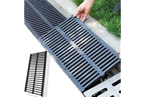 BHWXXMM Grille de Drainage, Couvercle de Regard, Caniveau Extérieur Système de Drainage pour Terrasse, Piscine, Jardin, Garage, Jardin Grilles, Black (Color : 50x20x2.5cm(19.7x7.9x0.98in))