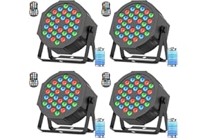 Glowingstage Projecteur LED rechargeable, 4 Piece 36 RGB Par Led Batterie Jeux de Lumiere pour Soiree avec DMX Sans Fil, Jeu de Lumiere Soiree DJ Disco Halloween Noël Outdoor