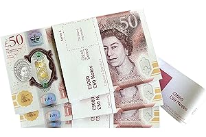 Big Screen Stacks | £15,000 Prop Money Pounds 50 | Gbp Pretend Play Money Bank Notes x 300 | Extra Bank Strap | Uk Company | Movies Play Fake Casino Photo Booth