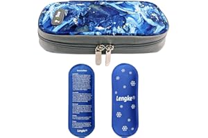 MABANOCOTA Insulin Travel Cooling Bag for Diabetic Organizer with 2 Ice Packs Medical Cool Bag for Insulin Pen and Insulin Medicine (Quicksand Blue)