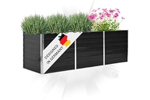 DELUKE® Hochbeet für Garten Oskar Anthrazit | 240x80x77cm | Verzinkter Stahl | Wetterfest | Hochbeet Metall Gartenbeet Kräuterbeet Blumenbeet Beet hoch Frühbeet für Garten Gemüsebeet