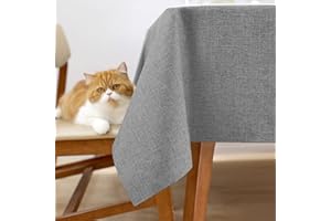 NATUROOM Linen Grey Table Cloth Rectangular Hessian Grey Table Cloths 2m Tablecloth Gray Oblong Tablecloths Stratch Resistant Buffet Outdoor Picnic Decorative Tabletop 54x79in(137x200cm) Light Grey