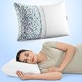 FOVERA Shredded Memory Foam Customizable Pillow, Height Adjustable Pillow for Sleeping - Memory Foam Pillow with Washable Cover (22 x 14 x 4 Inch, Pack of 1)