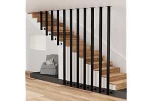 Ledstång räcke trappa, metall trappräcke inomhus trappharpa svart, loft harpskyddsgaller, räckstolpar, ledstänger för trappor