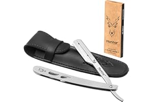 MARKHOR® Cut Throat Razor Kit, Stainless Steel Straight Razor - Professional Barber Razor, Premium Quality Straight Edge Razor, Moustache & Beard Shaving Razor, Single Blade Razor