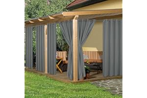 HolidayIdeas Outdoor Curtains for Patio Waterproof, 8 Panels - 54x84 Inches - Weatherproof Privacy Outsides Curtains for Cabana Porch Pergola, Sunlight & UV Blocking (Grey, Grommet Top)