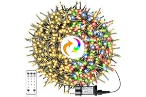 DUBISTDA Luci Natale Esterno - 40M 400LED Luci Albero di Natale Bianco Caldo & Multicolore 4 in 1, 11 Modalità Impermeabile Catena Luminosa Esterno Decorazioni per Giardino Festa Interno Patio
