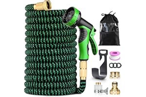 Rantizon Manguera Extensible 45M con Boquilla en 10 Modos, Manguera Jardin Extensible con 4 Capas de Látex a Prueba de Fugas, 3/4 "- 1/2" Conector de Latón, Mangueras Extensibles Jardin 45 Metros